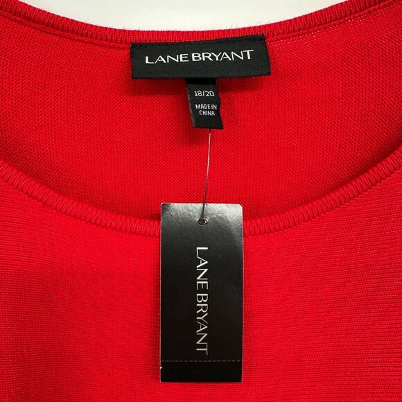 Lane Bryant Sweater Pullover Size‎ 18 20 Stretch Knit Long Bell Sleeves New Red - Picture 10 of 13